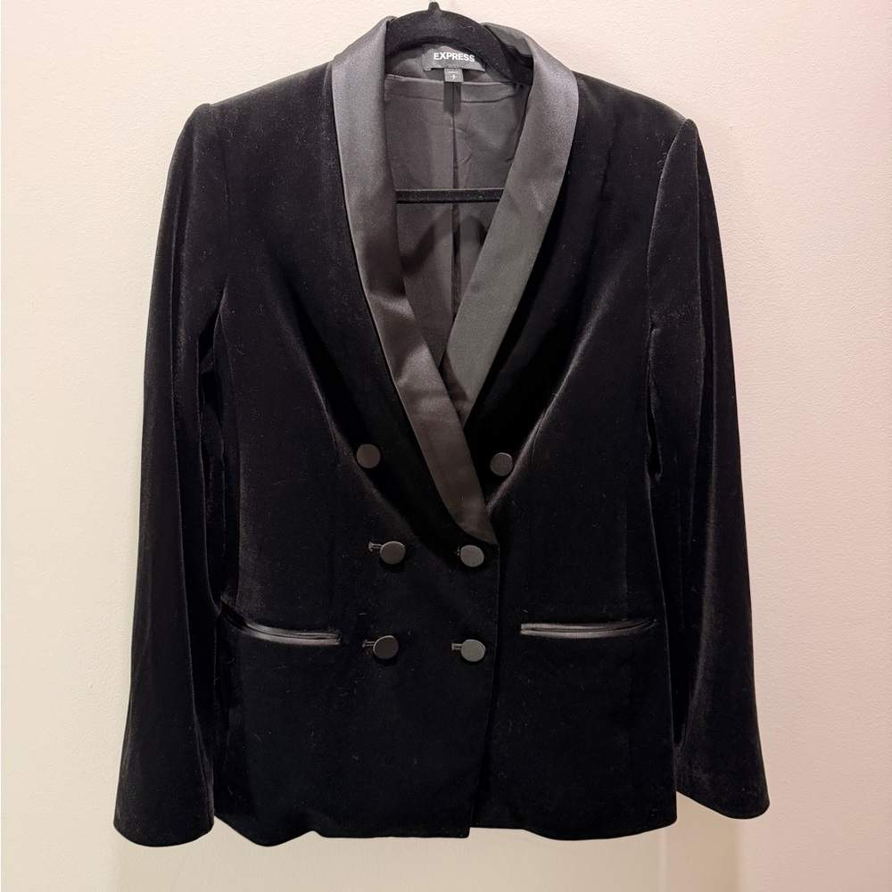 Express Velvet double breasted blazer
